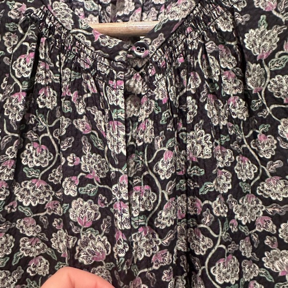 Rebecca Taylor Navy Blue Floral Sleeveless Blouse Size 2 100% Silk - Picture 5 of 7